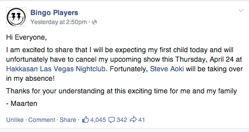 Bingo players, DJ Maarten is expecting a new member to his family 